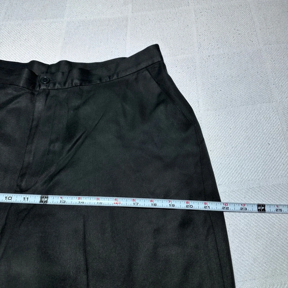 Lauren Ralph Lauren Wide Leg Trousers Women 14 100% Silk High Rise Lined Black